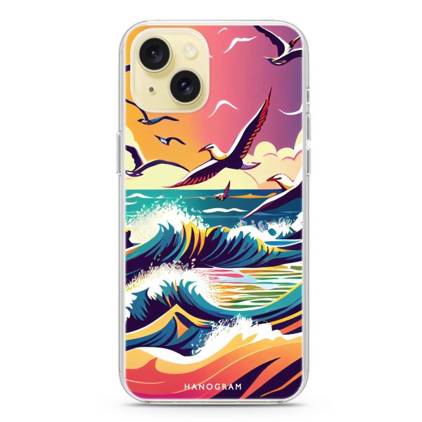 Waves & seagulls iPhone 15 Plus Ultra Clear Case Supply