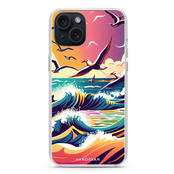 Waves & seagulls iPhone 15 Ultra Clear Case Hot on Sale