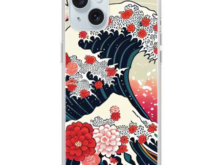 Waves & Flowers iPhone 15 Ultra Clear Case For Cheap