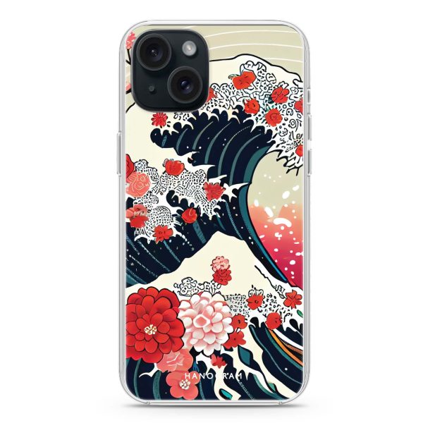 Waves & Flowers iPhone 15 Ultra Clear Case For Cheap