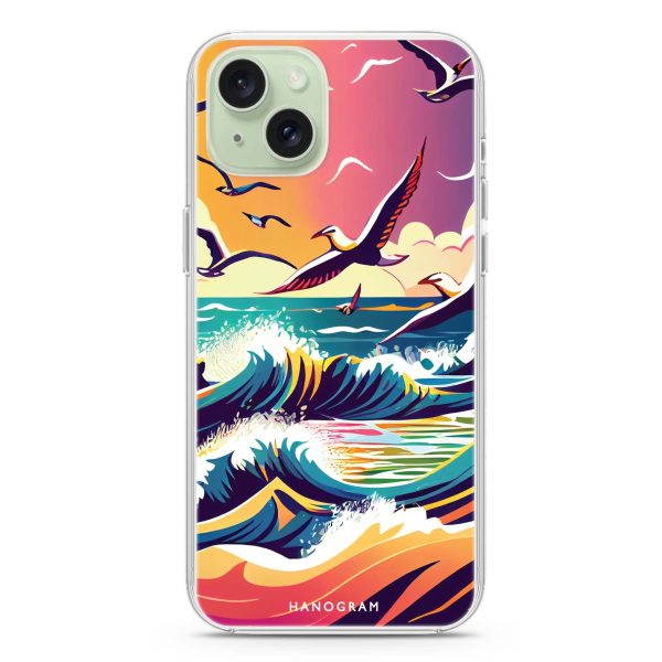 Waves & seagulls iPhone 15 Ultra Clear Case Hot on Sale