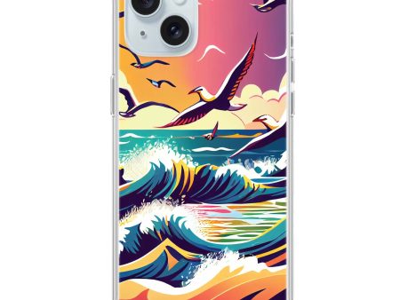 Waves & seagulls iPhone 15 Ultra Clear Case Hot on Sale