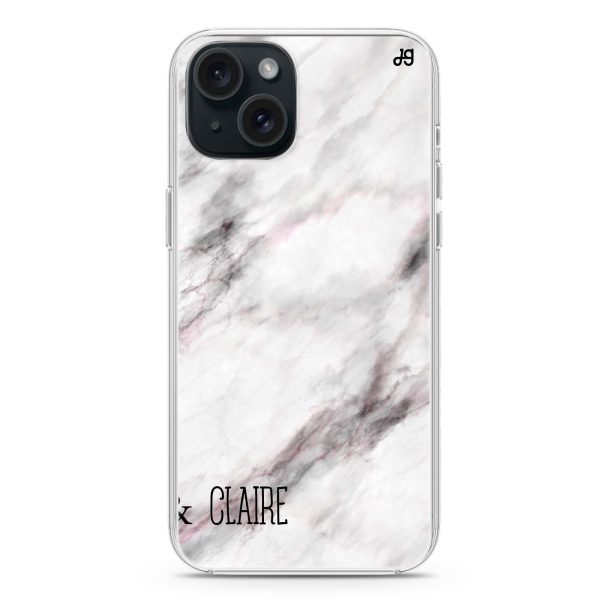 White Marble iPhone 15 Ultra Clear Case For Sale