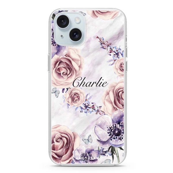 White Marble & Flower iPhone 15 Ultra Clear Case Online