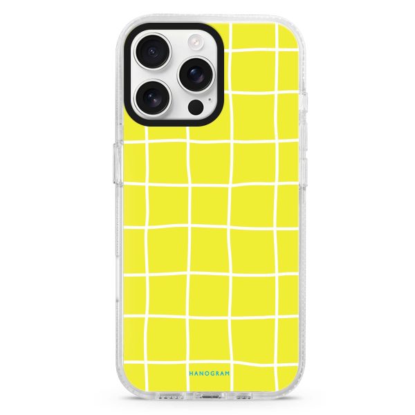 Yellow Checked Pattern iPhone 15 Pro Ultra Clear Case Online Sale