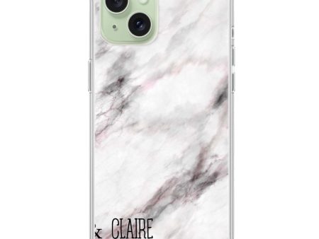 White Marble iPhone 15 Ultra Clear Case For Sale