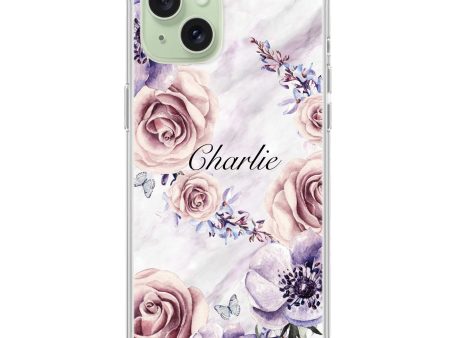 White Marble & Flower iPhone 15 Plus Ultra Clear Case For Discount