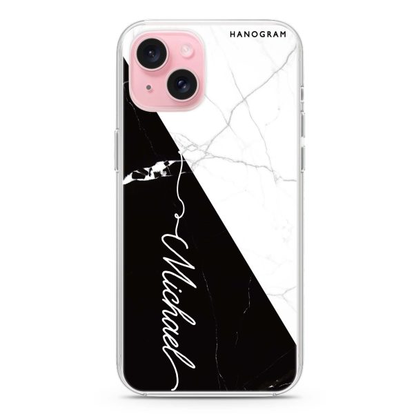 White And Black Marble iPhone 15 Plus Ultra Clear Case For Sale