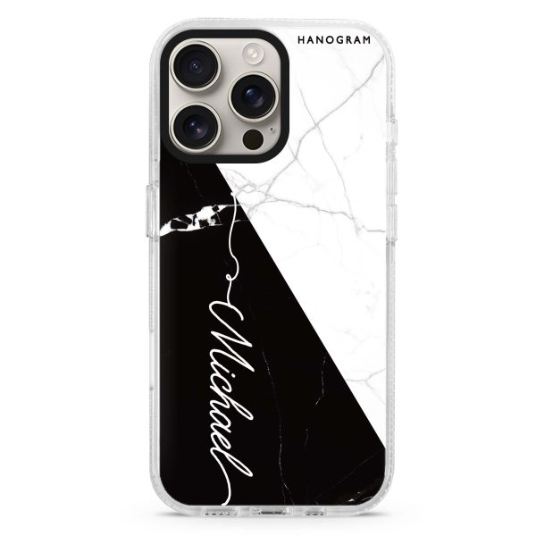 White And Black Marble iPhone 15 Pro Ultra Clear Case For Cheap