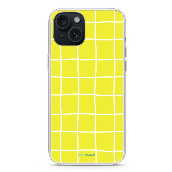 Yellow Checked Pattern iPhone 15 Ultra Clear Case For Discount