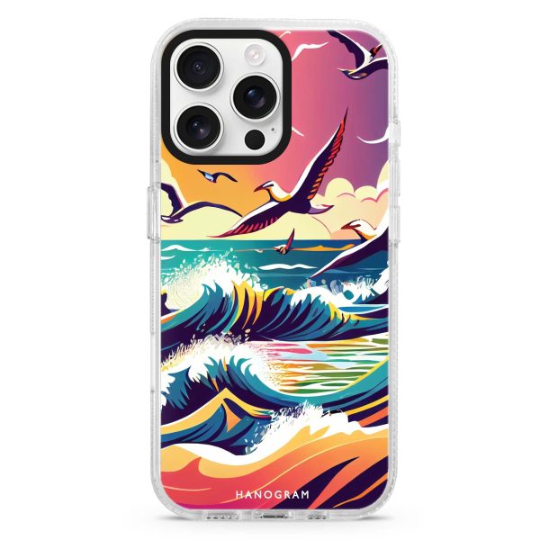 Waves & seagulls iPhone 15 Pro Ultra Clear Case For Cheap