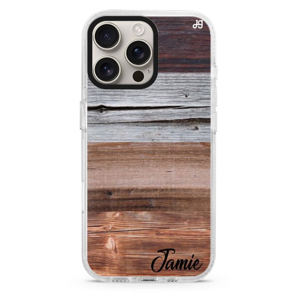 Wood Grain Varigegated iPhone 15 Pro Ultra Clear Case For Discount