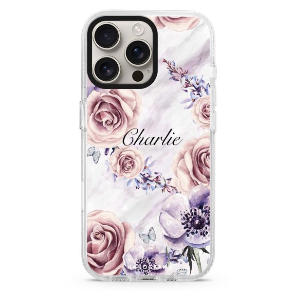 White Marble & Flower iPhone 15 Pro Ultra Clear Case For Cheap