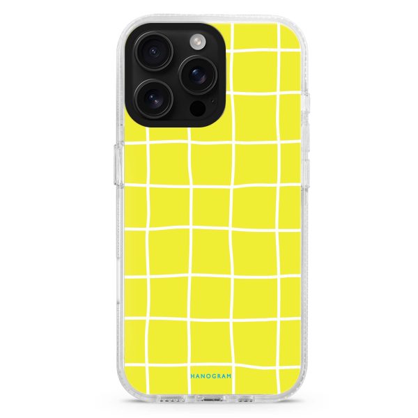 Yellow Checked Pattern iPhone 15 Pro Ultra Clear Case Online Sale