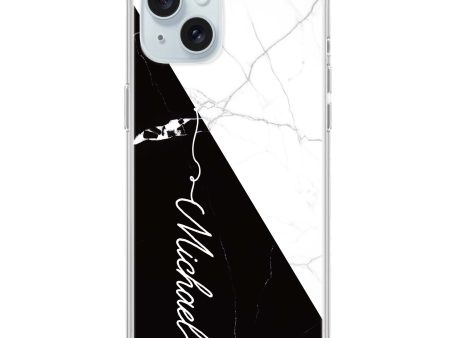 White And Black Marble iPhone 15 Ultra Clear Case Sale