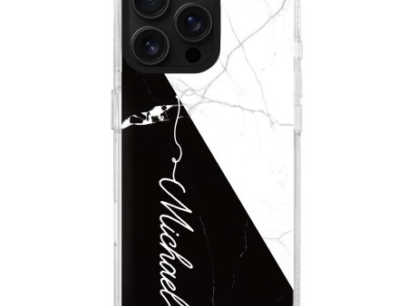 White And Black Marble iPhone 15 Pro Ultra Clear Case For Cheap