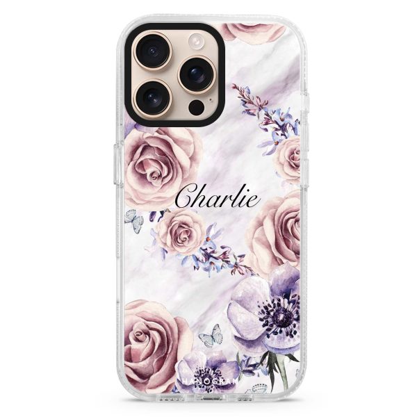 White Marble & Flower iPhone 15 Pro Ultra Clear Case For Cheap