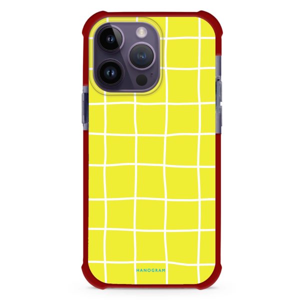 Yellow Checked Pattern iPhone 15 Pro Max MagSafe Compatible Ultra Shockproof Case Online now