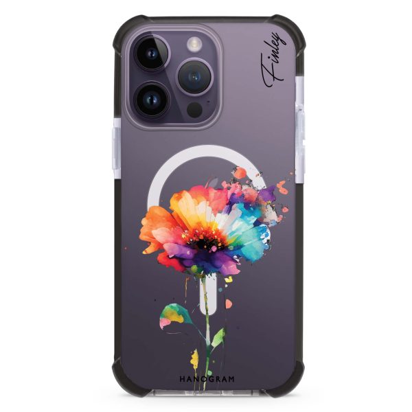 A Beautiful Watercolour Flower iPhone 15 Pro Max MagSafe Compatible Ultra Shockproof Case on Sale