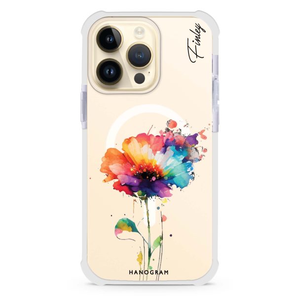 A Beautiful Watercolour Flower iPhone 15 Pro Max MagSafe Compatible Ultra Shockproof Case on Sale