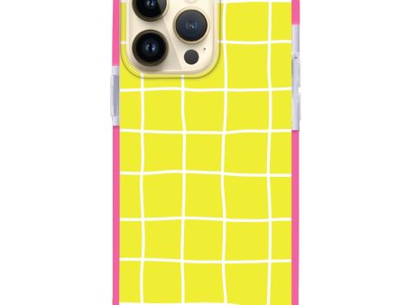 Yellow Checked Pattern iPhone 15 Pro Max MagSafe Compatible Ultra Shockproof Case Online now