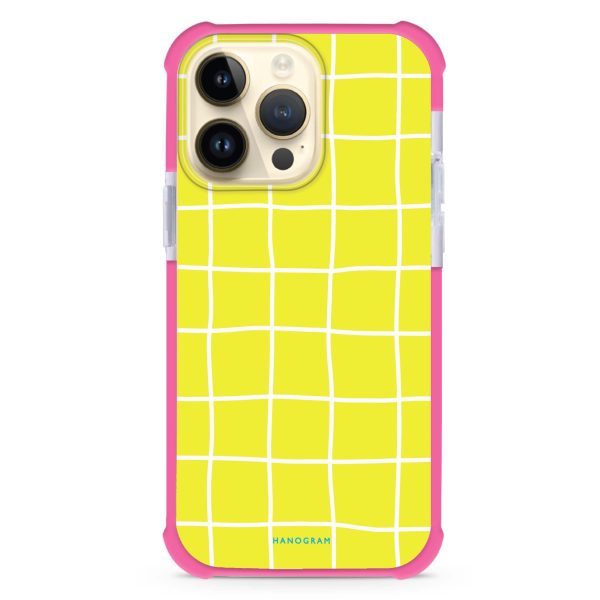 Yellow Checked Pattern iPhone 15 Pro Max MagSafe Compatible Ultra Shockproof Case Online now