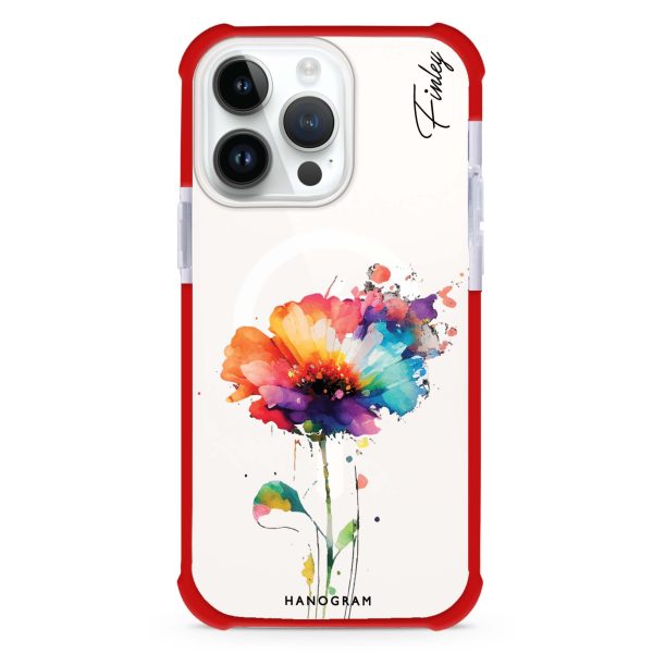 A Beautiful Watercolour Flower iPhone 15 Pro Max MagSafe Compatible Ultra Shockproof Case on Sale