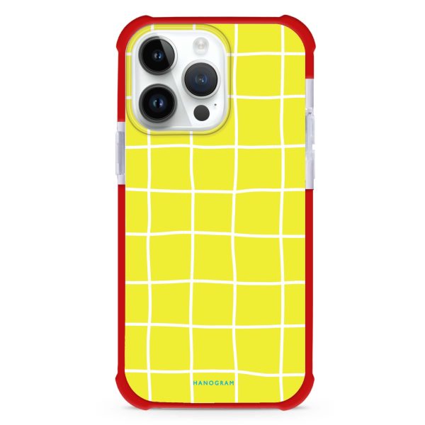 Yellow Checked Pattern iPhone 15 Pro Max MagSafe Compatible Ultra Shockproof Case Online now